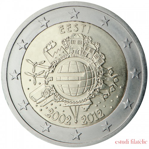 Estonia  2012 2 € euros conmemorativos X Aniversario del euro
