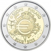 Finlandia  2012 2 € euros conmemorativos X Aniversario del euro