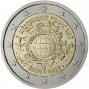 Francia 2012 2 € euros conmemorativos X Aniversario del euro