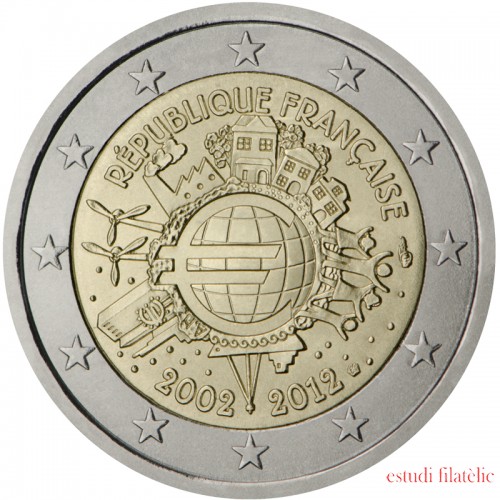 Francia 2012 2 € euros conmemorativos X Aniversario del euro