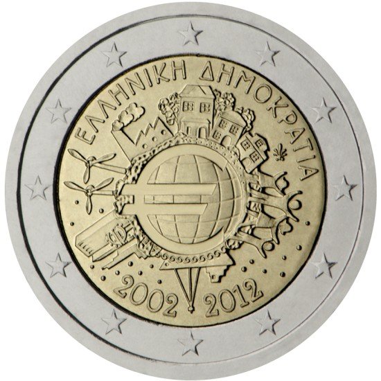 Grecia 2012 2 € euros conmemorativos X Aniversario del euro Grecia 2012 2 € euros conmemorativos X Aniversario del euro