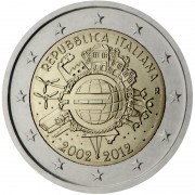 Italia 2012 2 € euros conmemorativos X Aniversario del euro