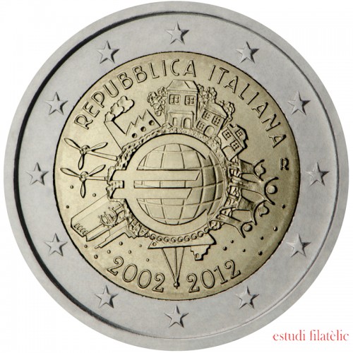 Italia 2012 2 € euros conmemorativos X Aniversario del euro