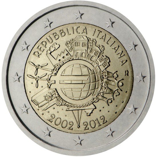 Italia 2012 2 € euros conmemorativos X Aniversario del euro Italia 2012 2 € euros conmemorativos X Aniversario del euro