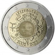 Luxemburgo 2012 2 € euros conmemorativos X Aniversario del euro