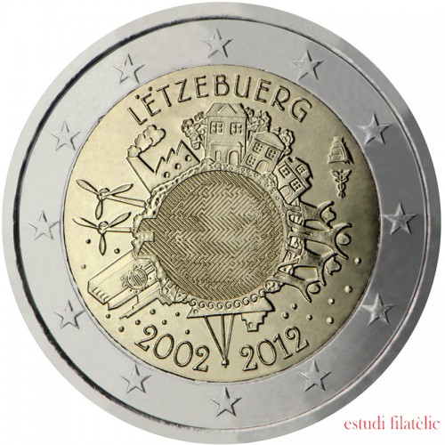 Luxemburgo 2012 2 € euros conmemorativos X Aniversario del euro