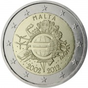 Malta  2012 2 € euros conmemorativos X Aniversario del euro