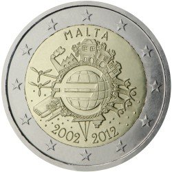 Malta 2012 2 € euros conmemorativos X Aniversario del euro Malta 2012 2 € euros conmemorativos X Aniversario del euro
