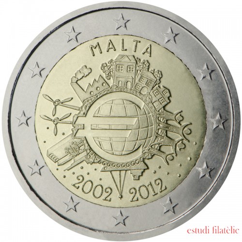 Malta  2012 2 € euros conmemorativos X Aniversario del euro