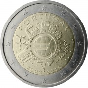 Portugal 2012 2 € euros conmemorativos X Aniversario del euro