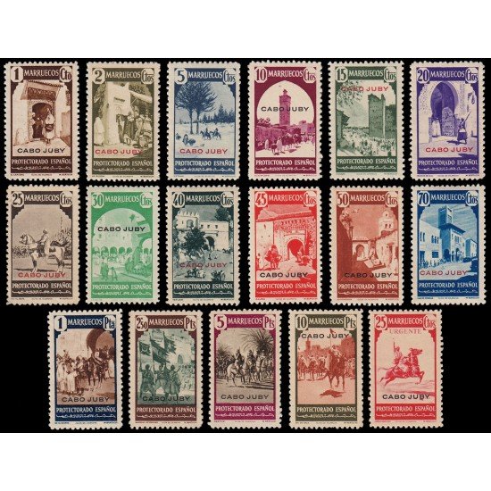 Cabo Juby 116/32 1940 Sellos de Marruecos habilitados MH Cabo Juby 116/32 1940 Sellos de Marruecos habilitados MH