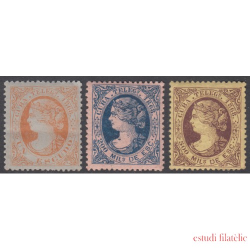 Cuba 1/3 Telégrafos 1868 Isabel II MNH 