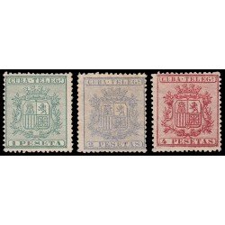 Cuba Telegrafos 32/34 1875 Escudo de España MH y Sin goma Cuba Telegrafos 32/34 1875 Escudo de España MH y Sin goma