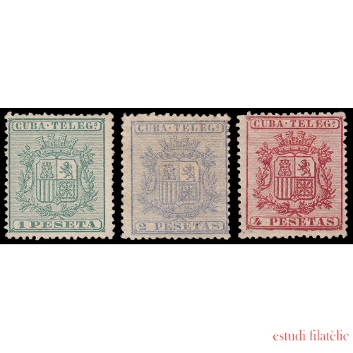 Cuba Telegrafos 32/34 1875 Escudo de España MH y Sin goma