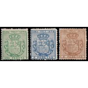 Cuba 43/45 Telégrafos 1878 Escudo de España Sin goma