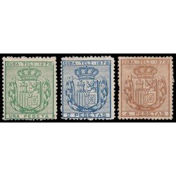 Cuba 43/45 Telégrafos 1878 Escudo de España Sin goma