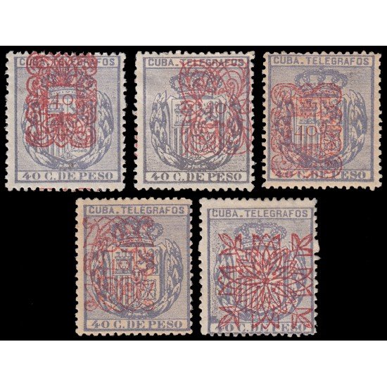 Cuba Telégrafos 58/62 1883 Escudo de España MH Cuba Telégrafos 58/62 1883 Escudo de España MH