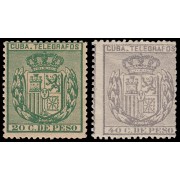 Cuba Telégrafos 66/67 1888 Escudo de España MH 