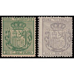 Cuba Telégrafos 66/67 1888 Escudo de España MH Cuba Telégrafos 66/67 1888 Escudo de España MH