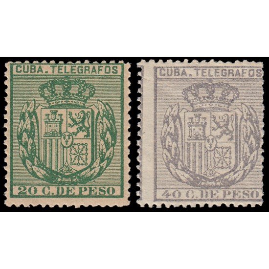 Cuba Telégrafos 66/67 1888 Escudo de España MH Cuba Telégrafos 66/67 1888 Escudo de España MH