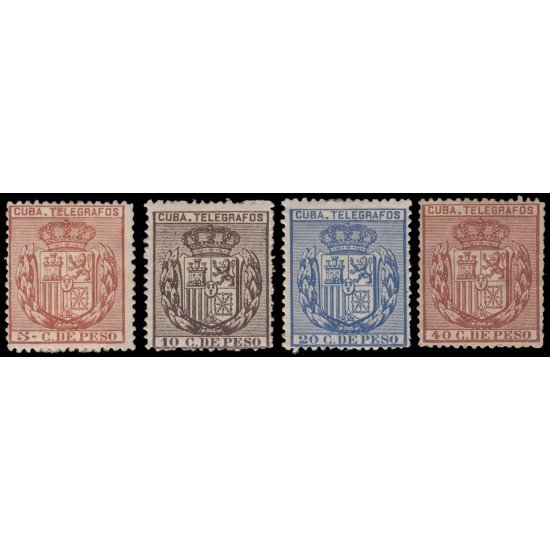 Cuba Telégrafos 77/80 1894 Escudo de España MH Cuba Telégrafos 77/80 1894 Escudo de España MH