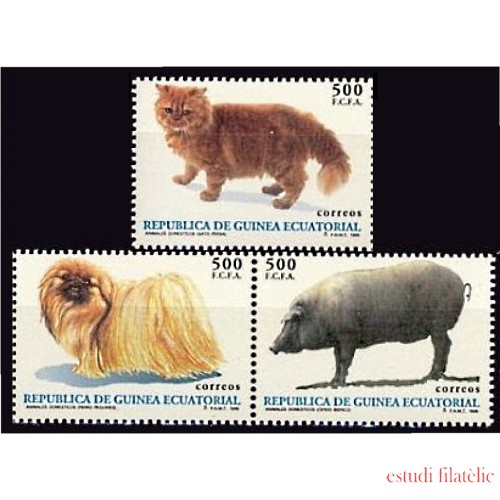 Guinea Ecuatorial 196/98 1995 Animales Gato Perro Cerdo MNH