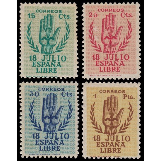 España Spain 851/54 1938 Alzamiento Nacional Mano MNH España Spain 851/54 1938 Alzamiento Nacional Mano MNH