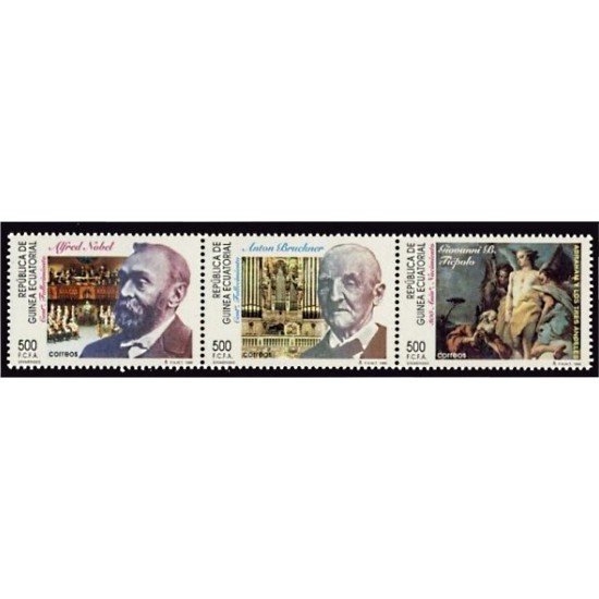 Guinea Ecuatorial 214/16 1996 Efemérides Nobel Bruckner Tiépolo MNH