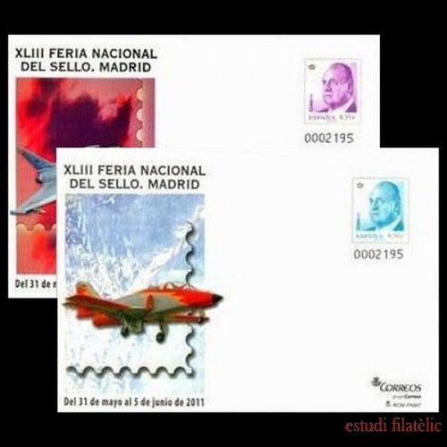 Sobres Enteros Postales 132/33 XLIII Feria Nacional del sello Madrid Aviones 2011