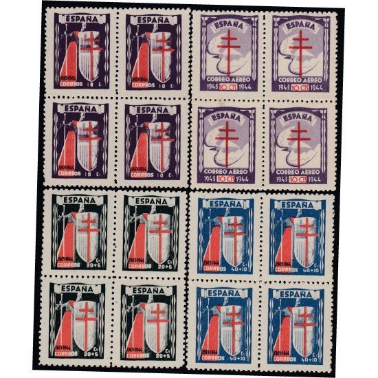 España Spain 970/3 Bl.4 1943 Pro Tuberculosos MNH España Spain 970/3 Bl.4 1943 Pro Tuberculosos MNH