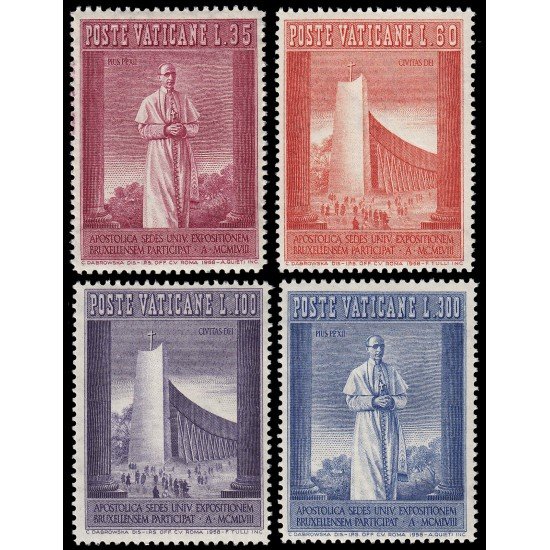 Vaticano 257/60 1958 Exposición de Bruselas Papa Pío XII MNH Vaticano 257/60 1958 Exposición de Bruselas Papa Pío XII MNH