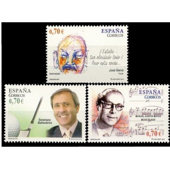 España Spain 4716/18 2012 Personajes J. Hierro S. Ballesteros y G. Matos MNH