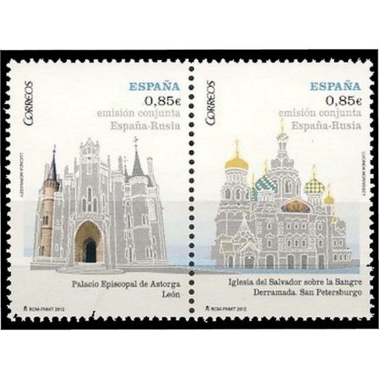España Spain 4737/38 2012 España Rusia Palacio Episcopal Astorga Iglesia del Salvador San Petersburgo MNH