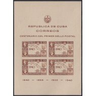 Cuba HB 2 1940 Centenario del primer sello oficial MNH