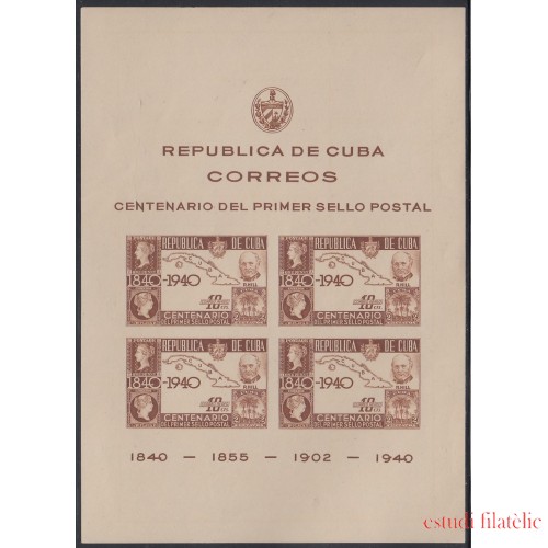 Cuba HB 2 1940 Centenario del primer sello oficial MNH