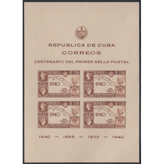 Cuba HB 2 1940 Centenario del primer sello oficial MNH Cuba HB 2 1940 Centenario del primer sello oficial MNH