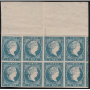 España Spain 49 1855 Isabel BL.8 Horizontal Block 8 MNH