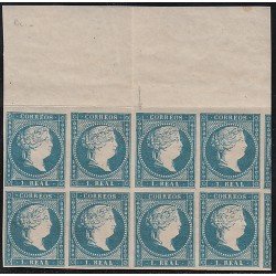 España Spain 49 1855 Isabel BL.8 Horizontal Block 8 MNH España Spain 49 1855 Isabel BL.8 Horizontal Block 8 MNH
