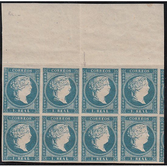 España Spain 49 1855 Isabel BL.8 Horizontal Block 8 MNH España Spain 49 1855 Isabel BL.8 Horizontal Block 8 MNH