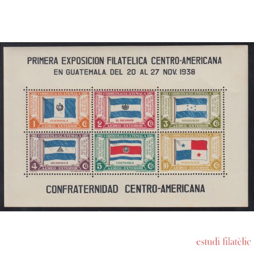 Guatemala HB 2 1938 Exp. Filatélica Centro Americana Banderas MNH