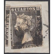 España Spain 1A 1850 Isabel II Matasellos AS Barcelona Sobre Fragmento