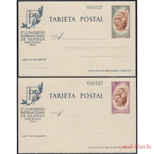 España Spain Entero Postal  88/89 CIF 1960 Mismo número Barco Boat