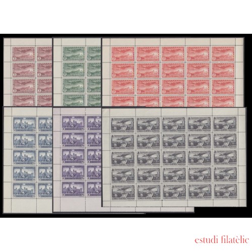 España Spain 614/19 1931 Unión Postal Panamericana En Hoja Completa de 25 Sellos