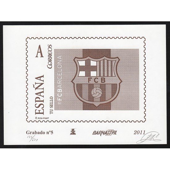 España Spain Grabado 5 Barnafil 2011 FC Barcelona ( escudo ) Barça Tirada. 600 España Spain Grabado 5 Barnafil 2011 FC Barcelona ( escudo ) Barça Tirada. 600
