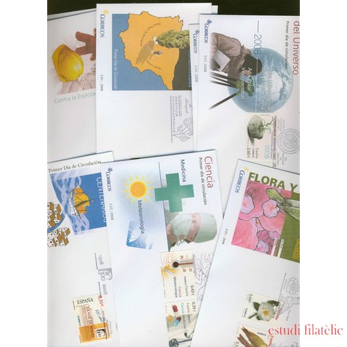 España Año 2008 Completo en Sobres de primer día SPD FDC