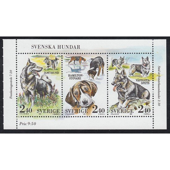 Suecia Sweden 1551/53 1989 Fauna Razas de perros MNH Suecia Sweden 1551/53 1989 Fauna Razas de perros MNH