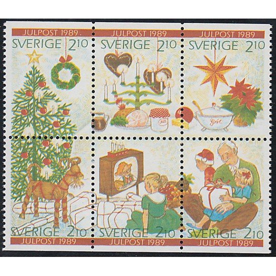 Suecia Sweden 1554/59 1989 Navidad Tarde de fiesta en familia MNH Suecia Sweden 1554/59 1989 Navidad Tarde de fiesta en familia MNH
