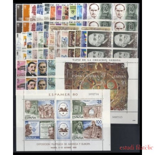 España Spain Año Completo Year Complete 1980 BL. 4 + 4 HB MNH