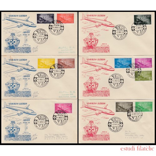 España Spain 1169/79 1955/1956 Superconstellation y Nao Santa Maria SPD Sobres Primer Día