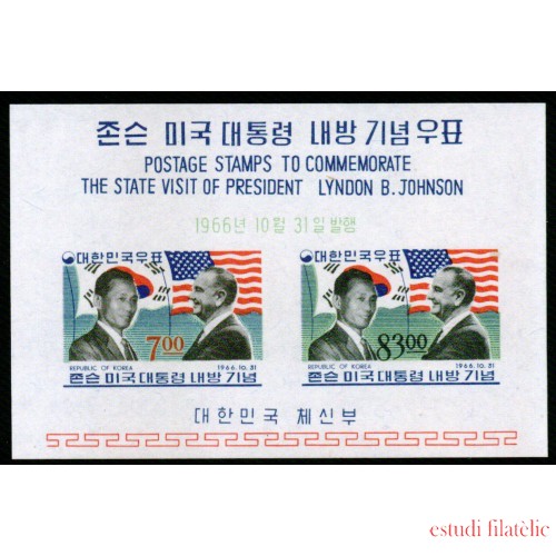 Corea del Sur South Korea HB 120 1966 Visita del Presidente Lyndon B.Jonhson MNH